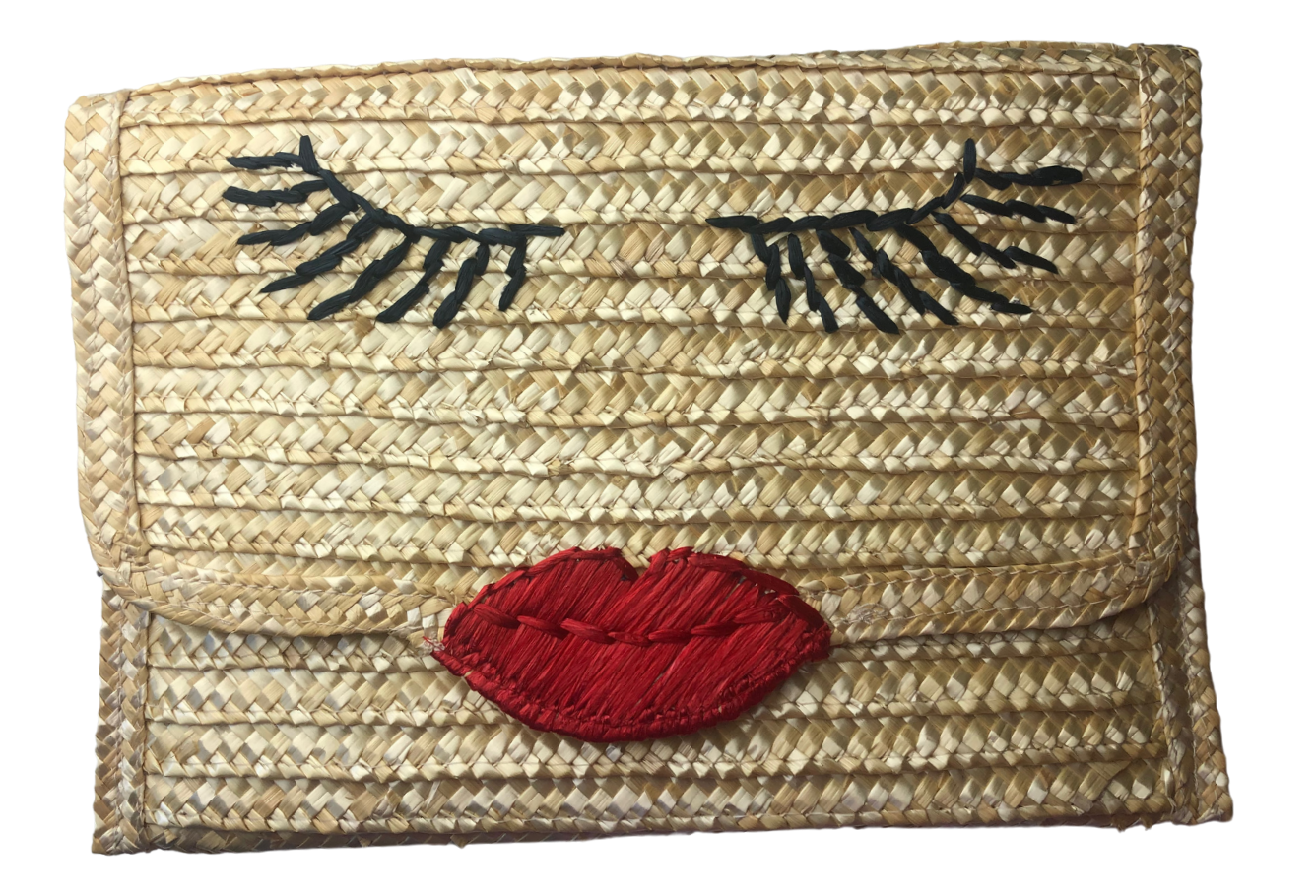 Lips Eyelash Rattan Bag