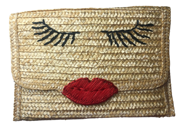 Lips Eyelash Rattan Bag