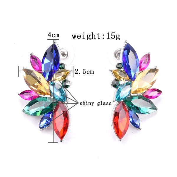 Bohemian Glass Statement Stud Earrings Multicolored