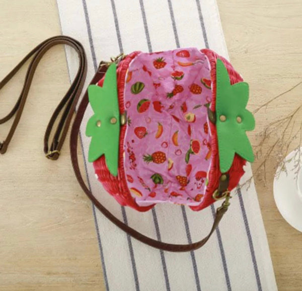 Strawberry Rattan Bag