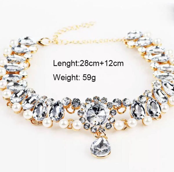 Crystal Pearl Choker Necklace