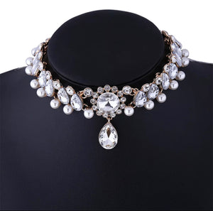 Crystal Pearl Choker Necklace