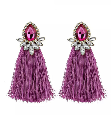 Rhinestone Tassel Earrings