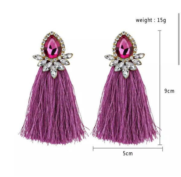 Rhinestone Tassel Earrings