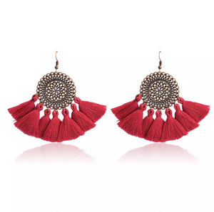 Round Dangle Fringe Earrings