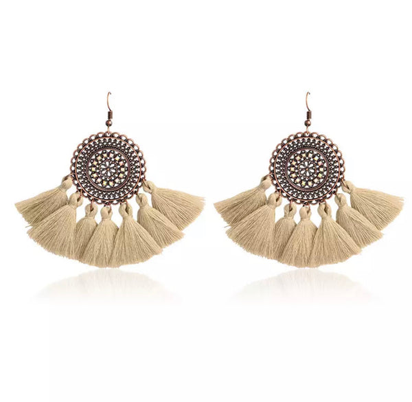 Round Dangle Fringe Earrings