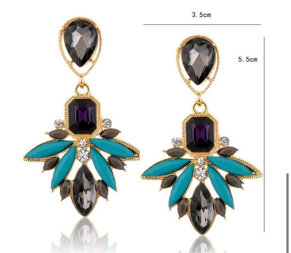 Turquoise Rhinestone Drop Earrings